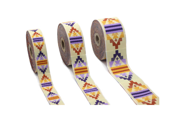 Choose your Aztec Woven Trim in 0.98", 1.37" & 1.96" Widths, Native American Jacquard Ribbon, Indian Navajo Clothing Accessories 126