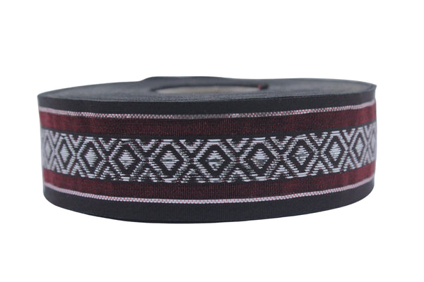 1.02" Mosaic Jacquard Ribbon Trim (26 mm), Woven Border, Upholstery Fabric, Webbing Trim Costume Design 26334