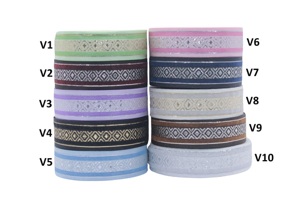 1.02" Mosaic Jacquard Ribbon Trim (26 mm), Woven Border, Upholstery Fabric, Webbing Trim Costume Design 26334