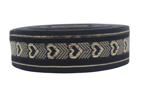 1.02" Heart Jacquard Ribbon Trim (26 mm), Woven Border, Upholstery Fabric, Webbing Trim Costume Design 26332