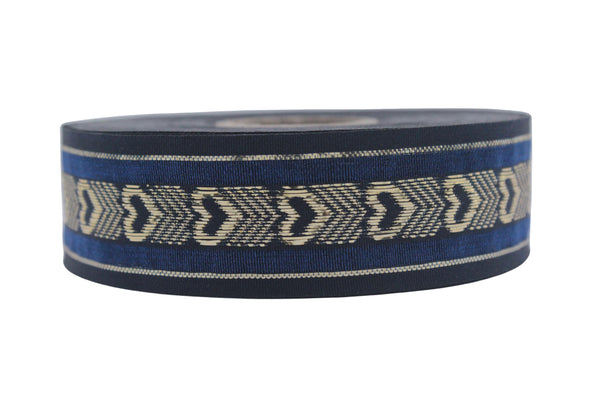 1.02" Heart Jacquard Ribbon Trim (26 mm), Woven Border, Upholstery Fabric, Webbing Trim Costume Design 26332