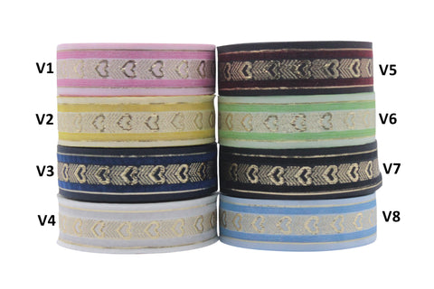 1.02" Heart Jacquard Ribbon Trim (26 mm), Woven Border, Upholstery Fabric, Webbing Trim Costume Design 26332