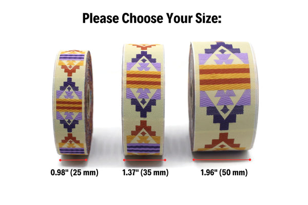 Choose your Aztec Woven Trim in 0.98", 1.37" & 1.96" Widths, Native American Jacquard Ribbon, Indian Navajo Clothing Accessories 126