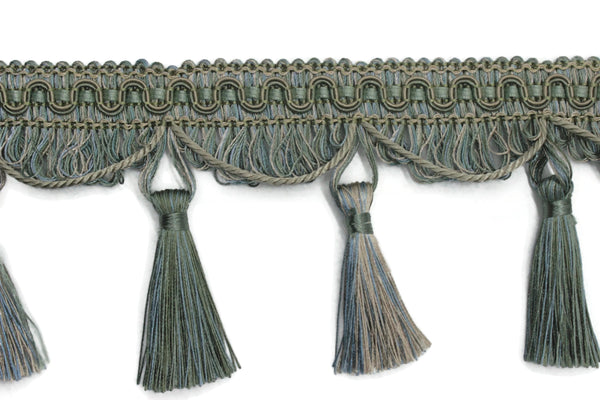 95 mm Tassel Fringe Trim Light Green, 3.74 inches, Gimp Header, By The Yard, Drapery trim, Fringe for Drapery, Tassel trim, Curtain Trim