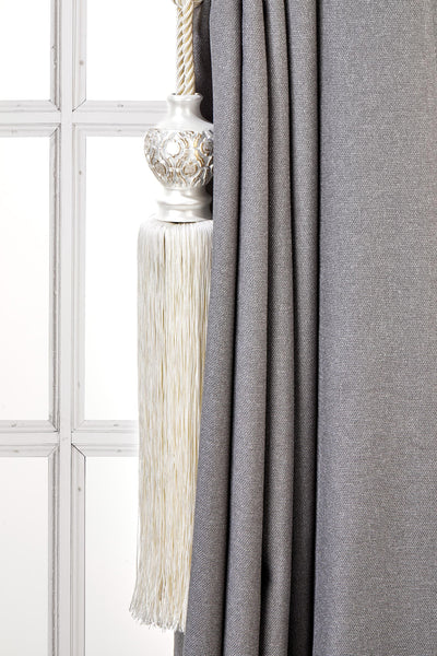 Abundance Drapery Tassel Tiebacks, Cream curtain Holdbacks, Rope Tiebacks, Curtain hardware, Tassel Length 13" , Spread 37" (94cm)
