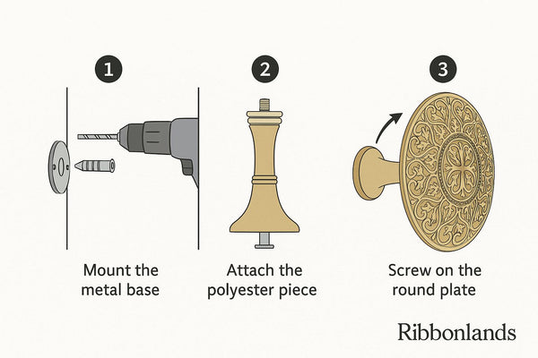 Gold Plain Curtain Holdbacks, Golden Tiebacks, Classic Style Drapery Holder, Curtain Pullback, Curtain Hook Back, Curtain Loop