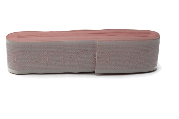 16.4 Yards 2.7" Embroidery Curtain Trim, Pink Color Jacquard Ribbon for Curtains, Drapery Banding, Drapery Trim Tape, Woven Border 189 V1