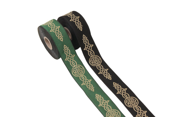 Endless Celtic Knot Trim by the Yard, Woven Jacquard Ribbon for Costumes, Pick your Color, LARP, Sewing, DIY Crafts, Medieval Trim Supply