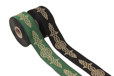 Endless Celtic Knot Trim by the Yard, Woven Jacquard Ribbon for Costumes, Pick your Color, LARP, Sewing, DIY Crafts, Medieval Trim Supply
