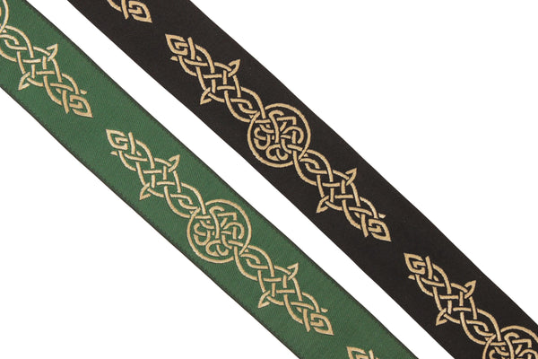 Endless Celtic Knot Trim by the Yard, Woven Jacquard Ribbon for Costumes, Pick your Color, LARP, Sewing, DIY Crafts, Medieval Trim Supply