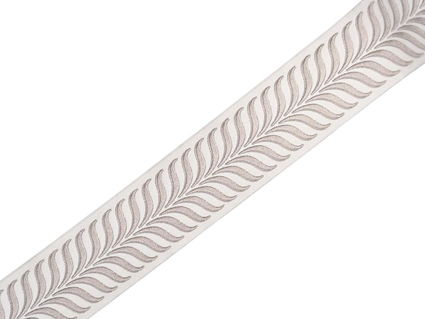 Embroidered Curtain Trim Ribbon 2.7”, Botanical Leaf Fabric Tape for Drapery, Light Greige Light Beige Upholstery & Home Decor 220 V2