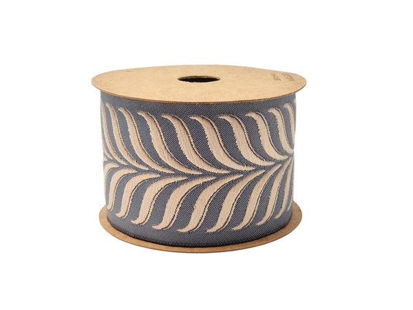 Embroidered Curtain Trim Ribbon 2.7”, Botanical Leaf Fabric Tape for Drapery, Taupe Dark Gray Upholstery & Home Decor 220 V6