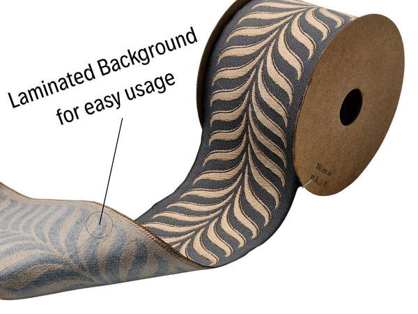 Embroidered Curtain Trim Ribbon 2.7”, Botanical Leaf Fabric Tape for Drapery, Taupe Dark Gray Upholstery & Home Decor 220 V6
