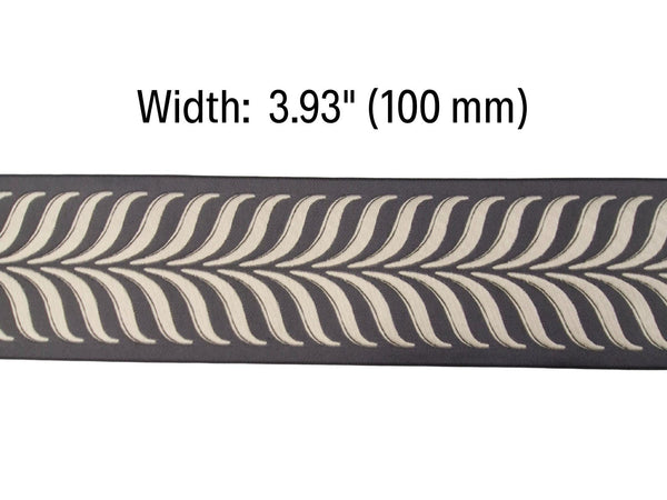 Embroidered Curtain Trim Ribbon 3.9”, Botanical Leaf Fabric Tape for Drapery, Ivory Gray Upholstery & Home Decor 220 V5