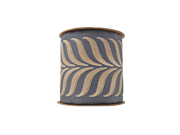 Embroidered Curtain Trim Ribbon 3.9”, Botanical Leaf Fabric Tape for Drapery, Taupe Dark Gray Upholstery & Home Decor 220 V6