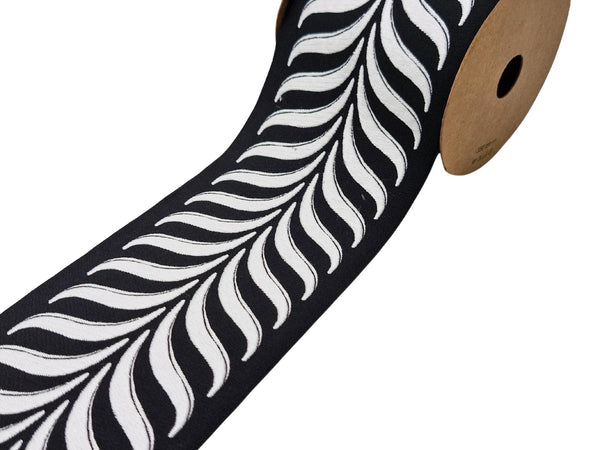 Embroidered Curtain Trim Ribbon 3.9”, Botanical Leaf Curtain Edge Trim Fabric Tape for Drapery, Upholstery & Home Decor 220 V7