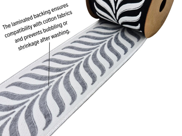 Embroidered Curtain Trim Ribbon 3.9”, Botanical Leaf Curtain Edge Trim Fabric Tape for Drapery, Upholstery & Home Decor 220 V7