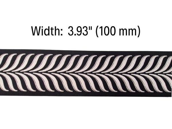 Embroidered Curtain Trim Ribbon 3.9”, Botanical Leaf Curtain Edge Trim Fabric Tape for Drapery, Upholstery & Home Decor 220 V8