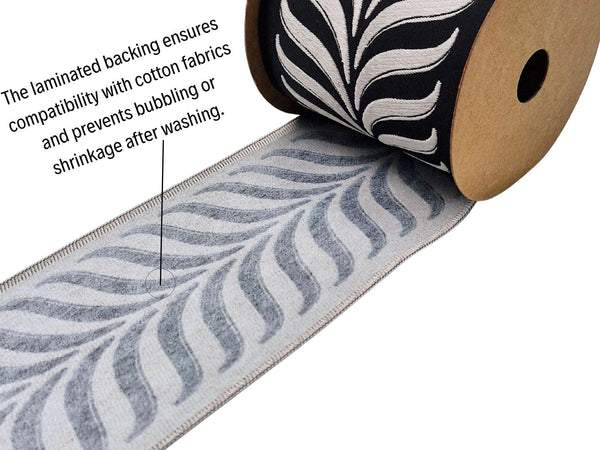 Embroidered Curtain Trim Ribbon 3.9”, Botanical Leaf Curtain Edge Trim Fabric Tape for Drapery, Upholstery & Home Decor 220 V8