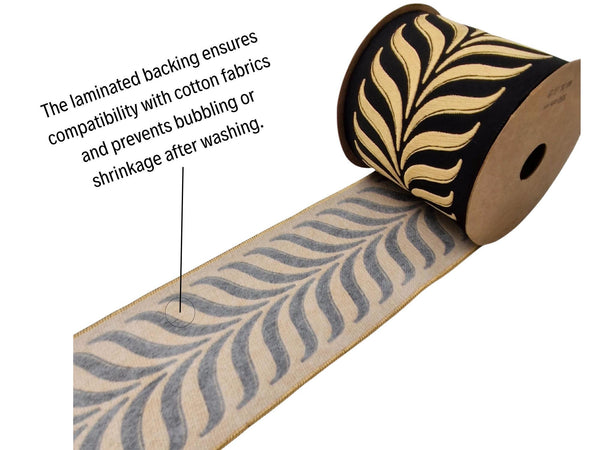 Embroidered Curtain Trim Ribbon 3.9”, Botanical Leaf Curtain Edge Trim Fabric Tape for Drapery, Upholstery & Home Decor 220 V9