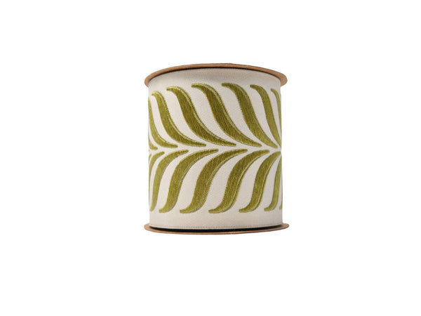 Embroidered Curtain Trim Ribbon 3.9”, Botanical Leaf Curtain Edge Trim Fabric Tape for Drapery, Upholstery & Home Decor 220 V10