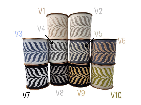 Embroidered Curtain Trim Ribbon 3.9”, Botanical Leaf Curtain Edge Trim Fabric Tape for Drapery, Choose the Color Upholstery & Home Decor 220