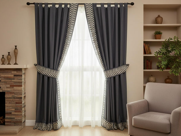 Embroidered Curtain Trim Ribbon 3.9”, Botanical Leaf Curtain Edge Trim Fabric Tape for Drapery, Choose the Color Upholstery & Home Decor 220