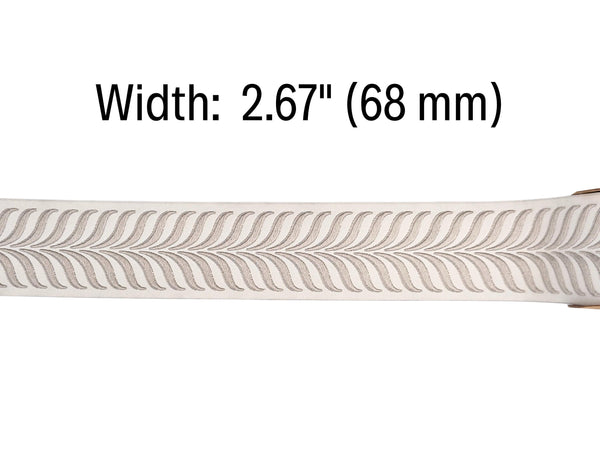 Embroidered Curtain Trim Ribbon 2.7”, Botanical Leaf Fabric Tape for Drapery, Light Greige Light Beige Upholstery & Home Decor 220 V2