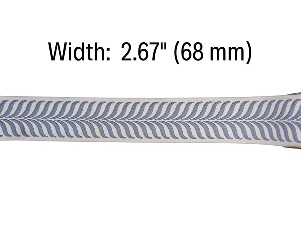 Embroidered Curtain Trim Ribbon 2.7”, Botanical Leaf Fabric Tape for Drapery, Dusty Blue Light Gray Upholstery & Home Decor 220 V3