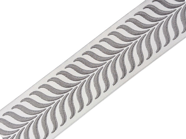 Embroidered Curtain Trim Ribbon 2.7”, Botanical Leaf Fabric Tape for Drapery, Gray Light Gray Upholstery & Home Decor 220 V4