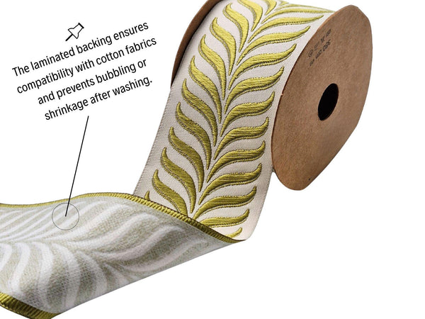 Embroidered Curtain Trim 2.7”, Botanical Leaf Fabric Tape for Drapery, Choose Your Color Roman Shades and Home Decor Projects 220