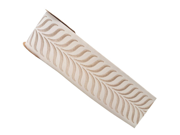 Embroidered Curtain Trim Ribbon 3.9”, Botanical Leaf Fabric Tape for Drapery, Cream Light Beige Upholstery & Home Decor 220 V1