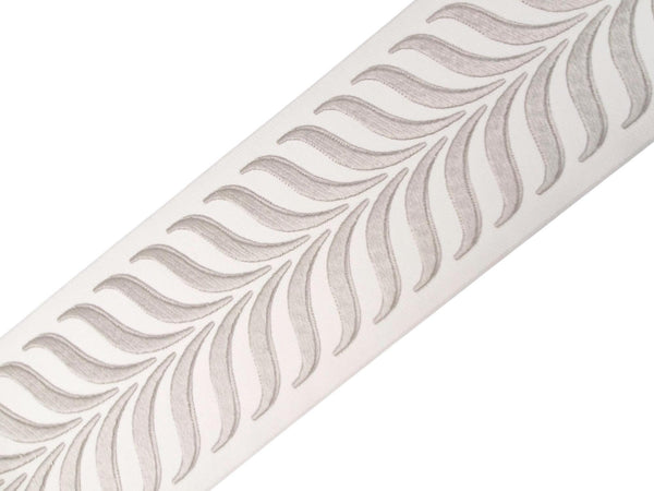 Embroidered Curtain Trim Ribbon 3.9”, Botanical Leaf Fabric Tape for Drapery, Light Greige Light Beige Upholstery & Home Decor 220 V2