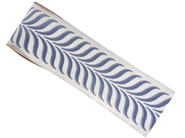 Embroidered Curtain Trim Ribbon 3.9”, Botanical Leaf Fabric Tape for Drapery, Dusty Blue Light Gray Upholstery & Home Decor 220 V3