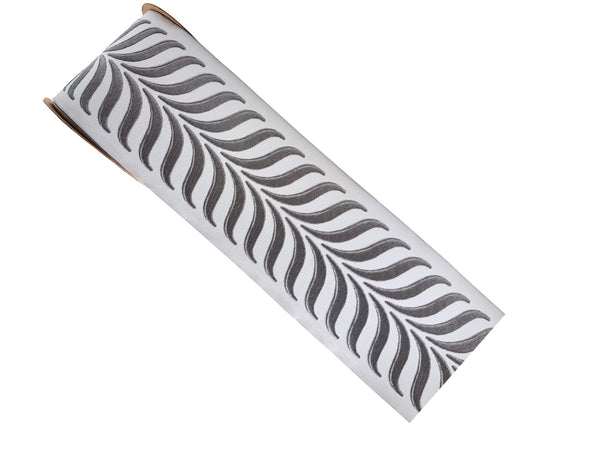 Embroidered Curtain Trim Ribbon 3.9”, Botanical Leaf Fabric Tape for Drapery, Gray Light Gray Upholstery & Home Decor 220 V4
