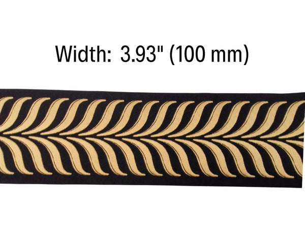 Embroidered Curtain Trim Ribbon 3.9”, Botanical Leaf Curtain Edge Trim Fabric Tape for Drapery, Upholstery & Home Decor 220 V9