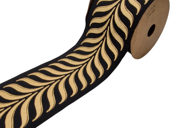 Embroidered Curtain Trim Ribbon 3.9”, Botanical Leaf Curtain Edge Trim Fabric Tape for Drapery, Upholstery & Home Decor 220 V9