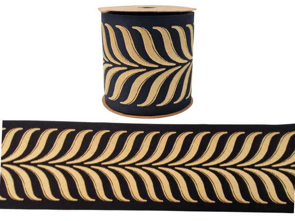 Embroidered Curtain Trim Ribbon 3.9”, Botanical Leaf Curtain Edge Trim Fabric Tape for Drapery, Upholstery & Home Decor 220 V9