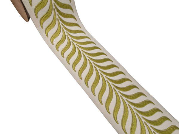 Embroidered Curtain Trim Ribbon 3.9”, Botanical Leaf Curtain Edge Trim Fabric Tape for Drapery, Upholstery & Home Decor 220 V10