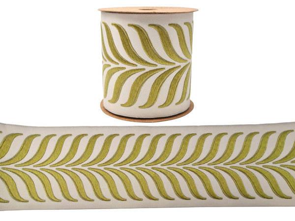 Embroidered Curtain Trim Ribbon 3.9”, Botanical Leaf Curtain Edge Trim Fabric Tape for Drapery, Upholstery & Home Decor 220 V10