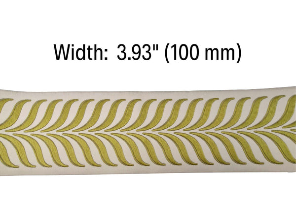 Embroidered Curtain Trim Ribbon 3.9”, Botanical Leaf Curtain Edge Trim Fabric Tape for Drapery, Upholstery & Home Decor 220 V10