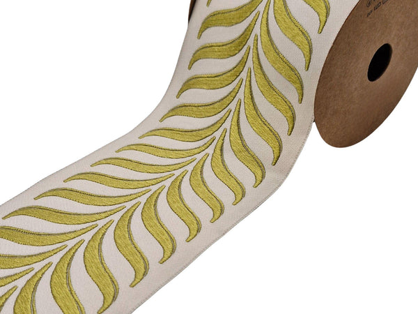 Embroidered Curtain Trim Ribbon 3.9”, Botanical Leaf Curtain Edge Trim Fabric Tape for Drapery, Upholstery & Home Decor 220 V10