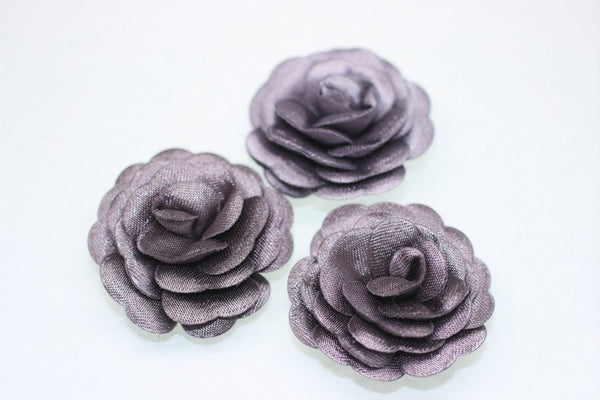 10 pcs Satin Gray Flower - 30 mm Decorative Satin Flower - Wedding Accessories - Do it yourself project - Sewing Supplies