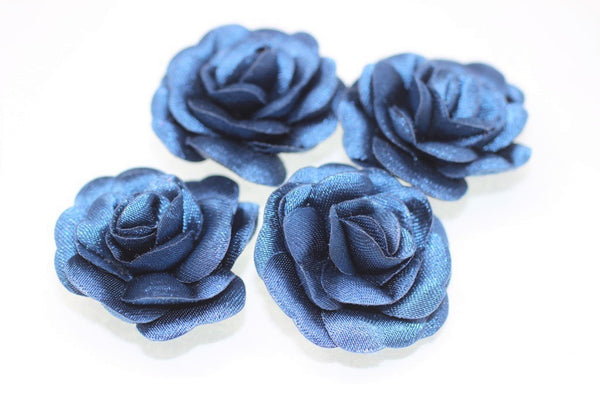 10 pcs Satin Blue Flower - 30 mm Decorative Satin Flower - Wedding Accessories - Do it yourself project - Sewing Supplies