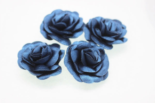10 pcs Satin Blue Flower - 30 mm Decorative Satin Flower - Wedding Accessories - Do it yourself project - Sewing Supplies