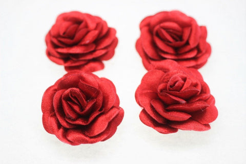 10 pcs Satin Red Flower - 30 mm Decorative Satin Flower - Wedding Accessories - Do it yourself project - Sewing Supplies