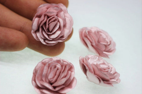 10 pcs Satin Dusty Rose Flower - 30 mm Decorative Satin Flower - Wedding Accessories - Do it yourself project - Sewing Supplies