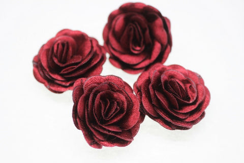 10 pcs Satin Claret Red Flower - 30 mm Decorative Satin Flower - Wedding Accessories - Do it yourself project - Sewing Supplies