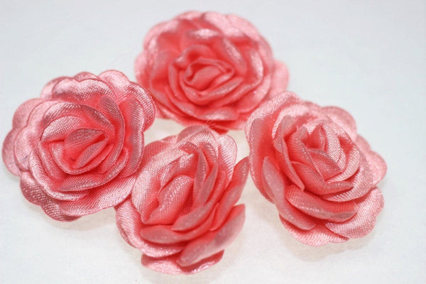10 pcs Satin Gispy Pink Flower - 30 mm Decorative Satin Flower - Wedding Accessories - Do it yourself project - Sewing Supplies