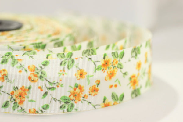 25 mm Orange Clove Printed Ribbon 0.98 inches - Floral embroidered trim - Flower trim -Multicolor Ribbon